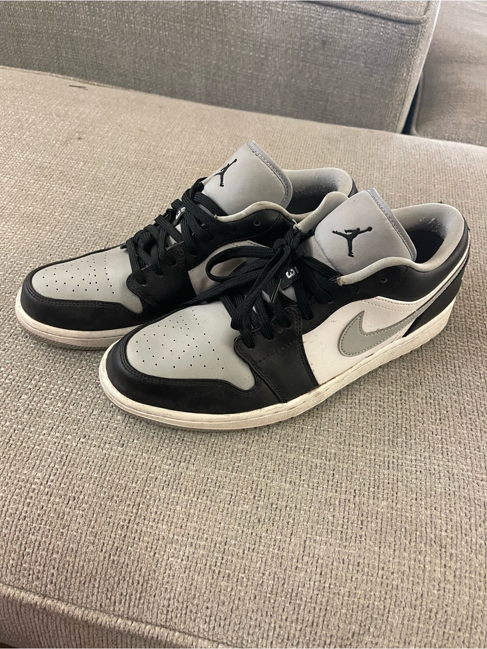 Nike Air Jordan 1 Low Sneakers in Gray, Black & White Style 553558-039